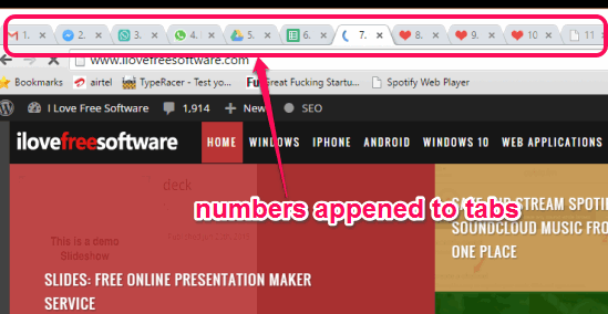 automatically add numbers to tabs in Google Chrome