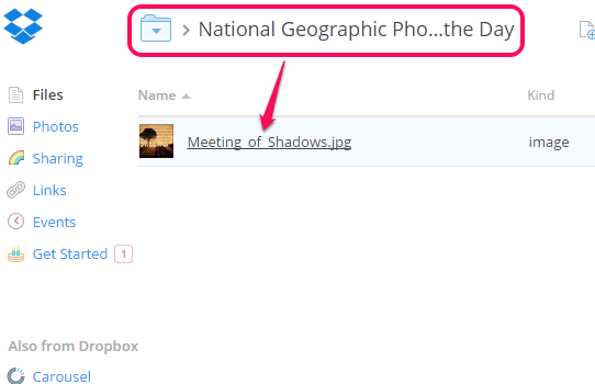 automatically download National Geography Photo of the Day to Dropbox