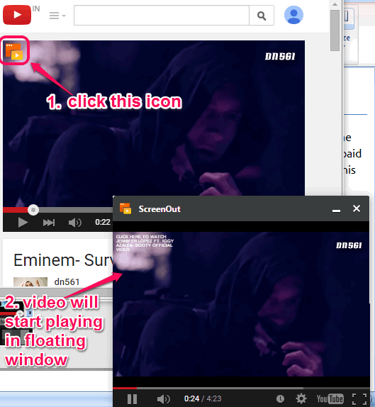 click ScreenOut icon to start playing video in floating window
