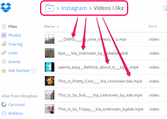 download any video you like on Instagram to Dropbox