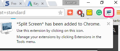 extension icon of Split Screen