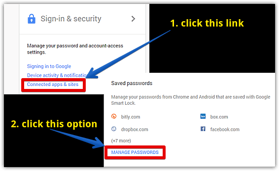 google chrome access passwords section