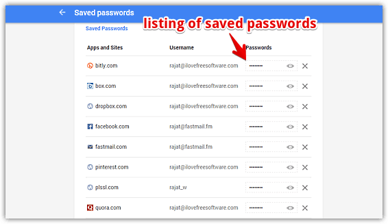 google chrome view passwords