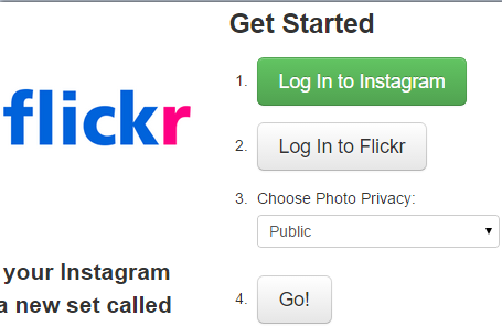 log in to your Instagram and Flickr accounts