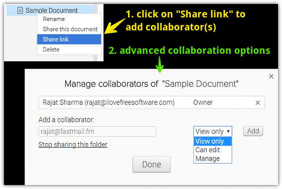 omniflow manage collaborators