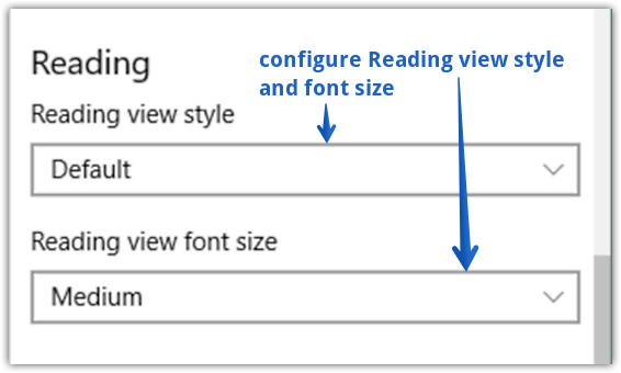 reading view settings