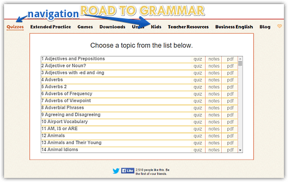 road to grammar homepage
