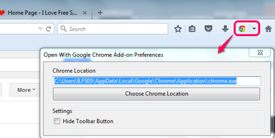 set source location of Google Chrome