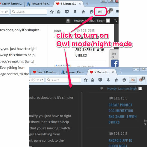 turn on night mode to read the webpage