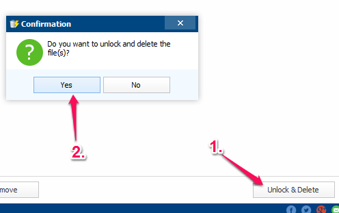 use Unlock & Delete button to remove selected files