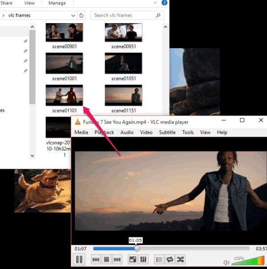 use built-in feature of VLC to automatically capture screenshots from a video
