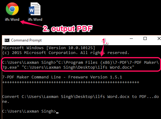 use command line option to convert Word to PDF