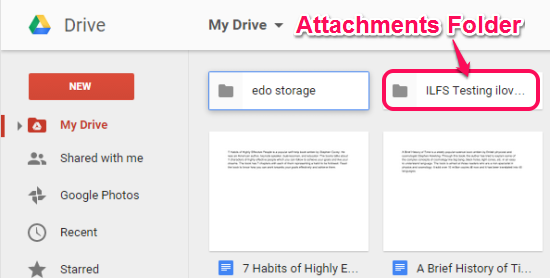 Attachments Folder in Google Drive