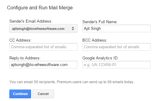 Configure Mail Merge