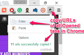 Copy All Urls Chrome extension
