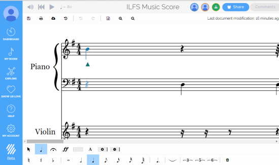Flat- free online sheet music maker with real-time collaboration