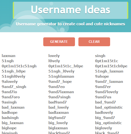 Free Random Username Generator website