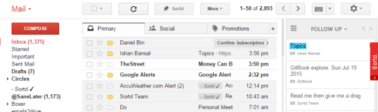Gmail UI with Extra Sidebar