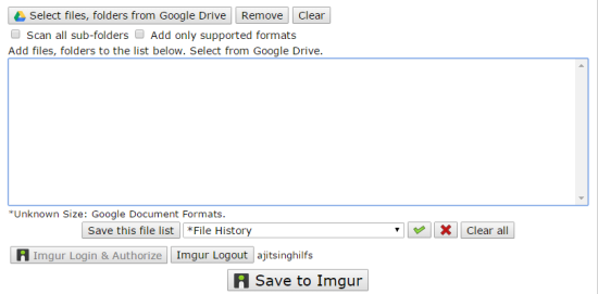 Google Drive to Imgur Interface