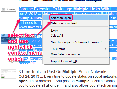 Selection Links Firefox add-on
