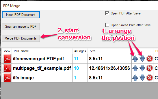 arrange the position of input files and start the conversion