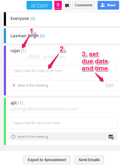 assign a task to collaborator with due date and time