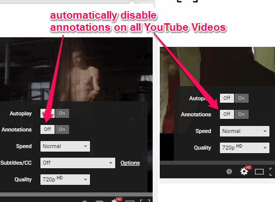 automatically disable annotations on all YouTube videos