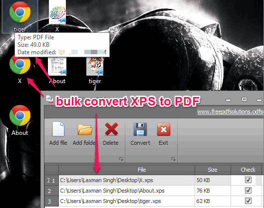 bulk Convert XPS to PDF documents for free