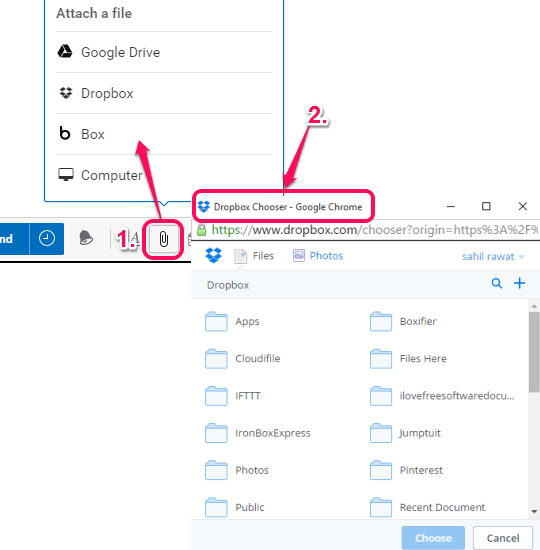 connect your Dropbox and Box accounts to attach files