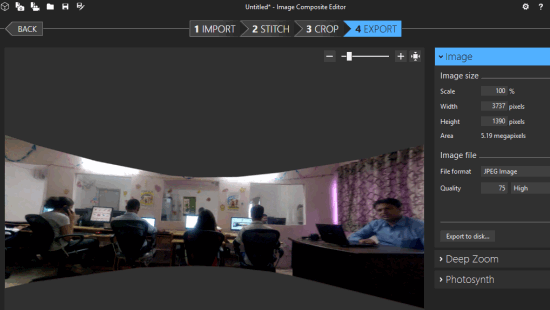 convert a video to Panorama photo using Image Composite Editor software