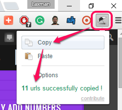 copy URLs of opened tabs in one click