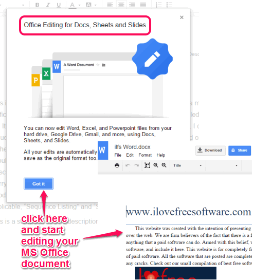 edit your MS Office document offline in Chrome browser