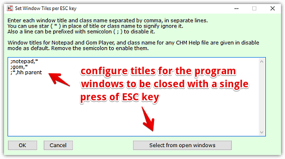 esc close select windows