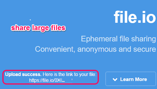 file.io- share large files with one time downloadable links