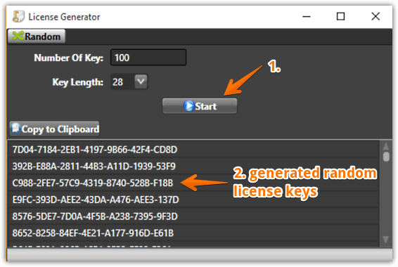 license key generator in action
