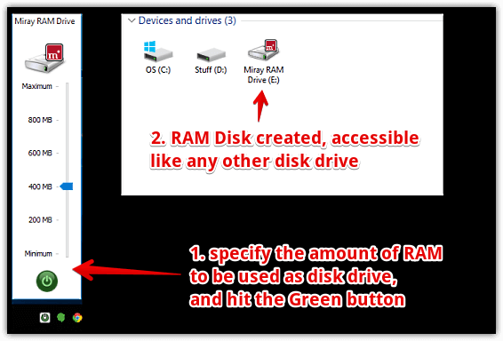 miray ram drive create ram disk