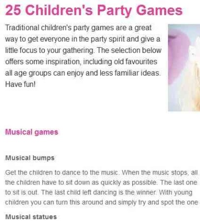 netmums kids party games