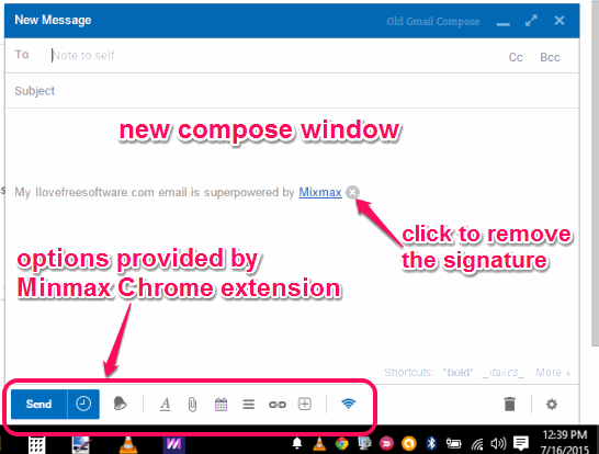 new enhanced Gmail compose window and options provided by Minmax