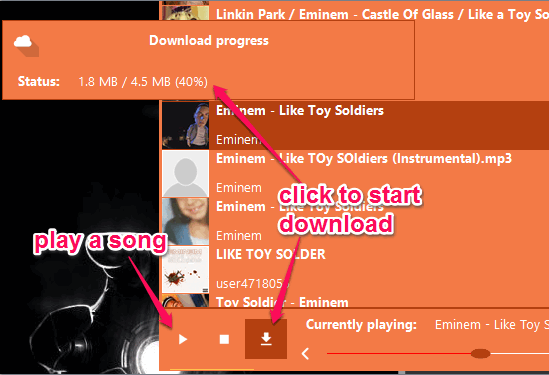 play a song and download it