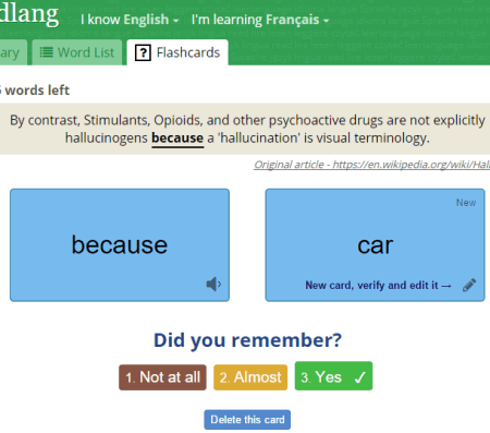 play with Flashcards to learn the language