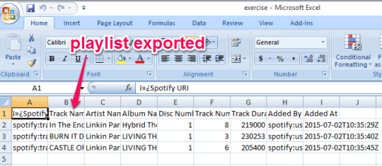 playlist exported
