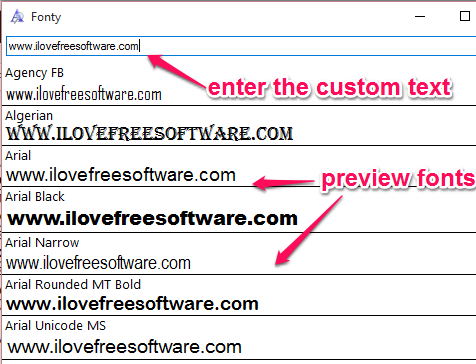 preview fonts with custom text