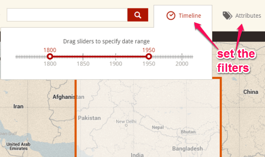 set the filters to find historical maps
