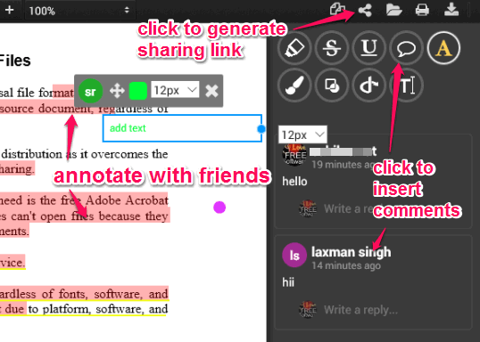share PDF file with friends and annotate together
