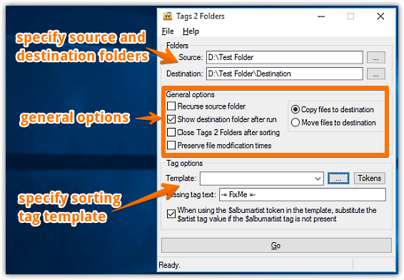 tags2folders ui