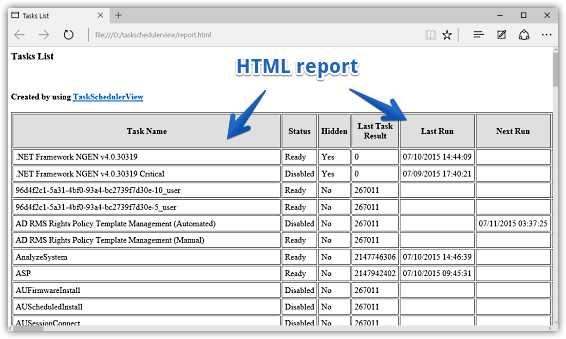 taskschedulerview report