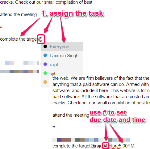 use hotkeys to assign the task and set deadline
