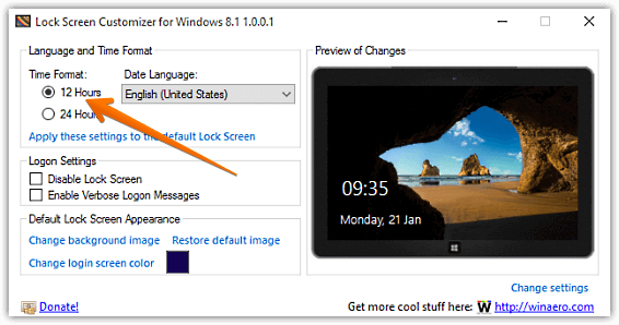 windows 10 change lockscreen time format