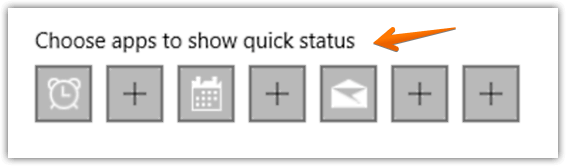 windows 10 choose apps to show quick status