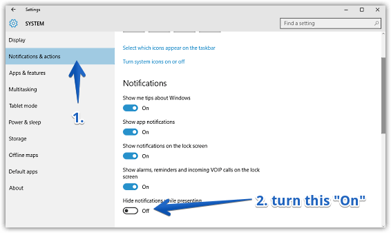 windows 10 hide notifications when presenting